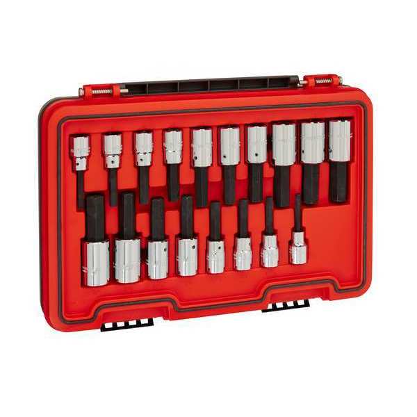 1/2 in Drive Hex Bit Set, Metric, SAE, 18 pcs