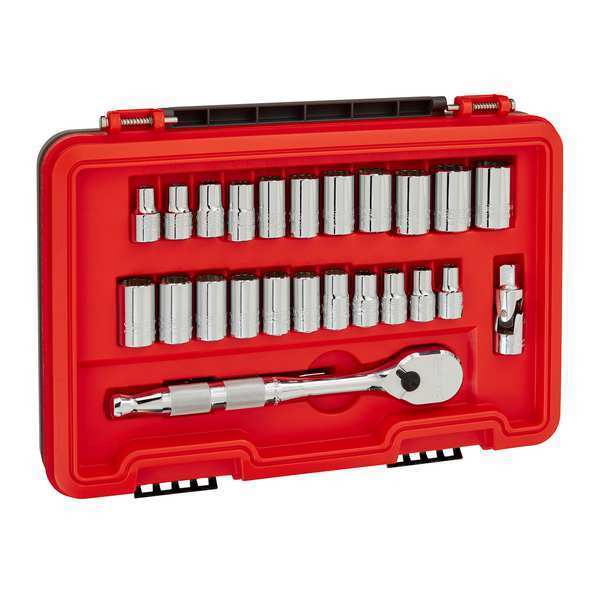 1/2 in Drive Socket Set, Metric, SAE, 25 pcs