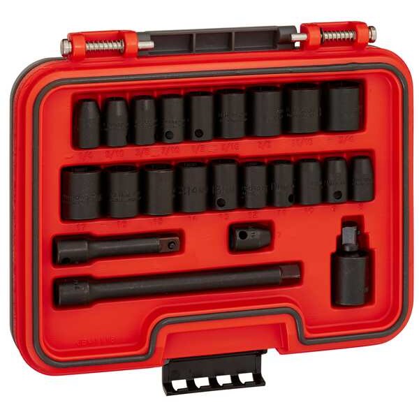 3/8 in Drive Socket Set, Metric, SAE, 23 pcs