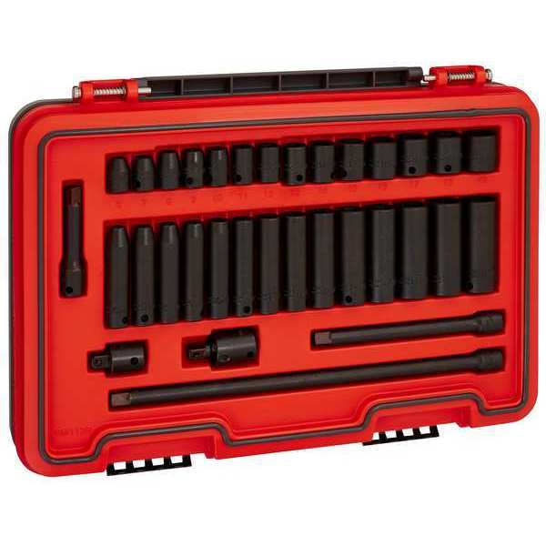 3/8 in Drive Socket Set, Metric, 33 pcs