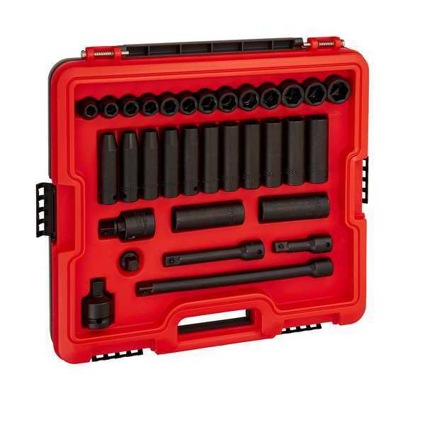 1/2 in Drive Socket Set, Metric, 32 pcs