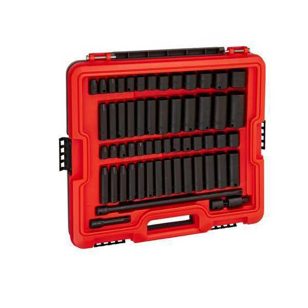 3/8 in Drive Socket Set, Metric, SAE, 58 pcs