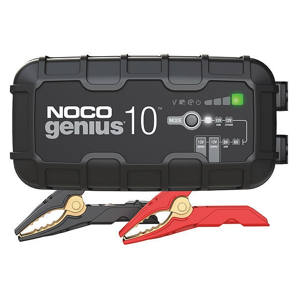 Battery Charger, Charging/Maintaining, Auto On/Off, 8.8 ft Cable L, 10 A at 12V/10 A at 6V