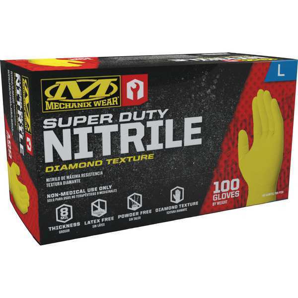 Diposable Gloves, Nitrile, Orange, M ( 9 ), 100 PK