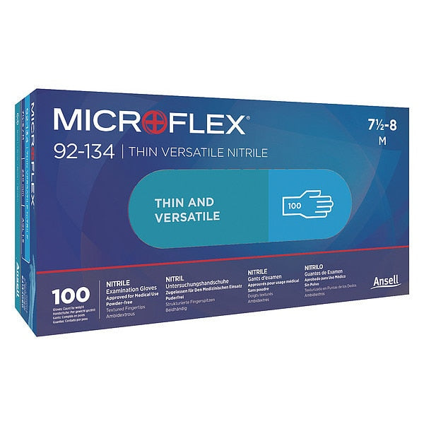 Nitrile Exam Glove with Textured Fingers, Nitrile, Powder-Free, Blue, 100 PK