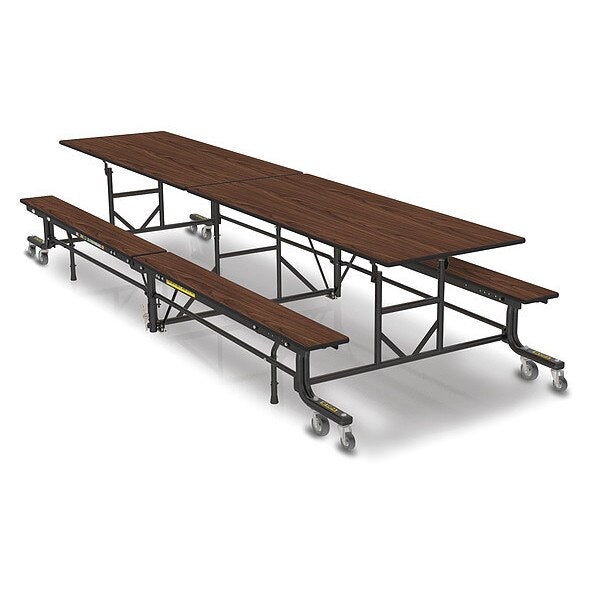 Rectangle Folding Bench Table, 145 in W, 27 in H, Montana Walnut