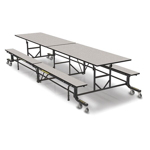 Rectangle Folding Bench Table, 145 in W, 27 in H, Gray Glace