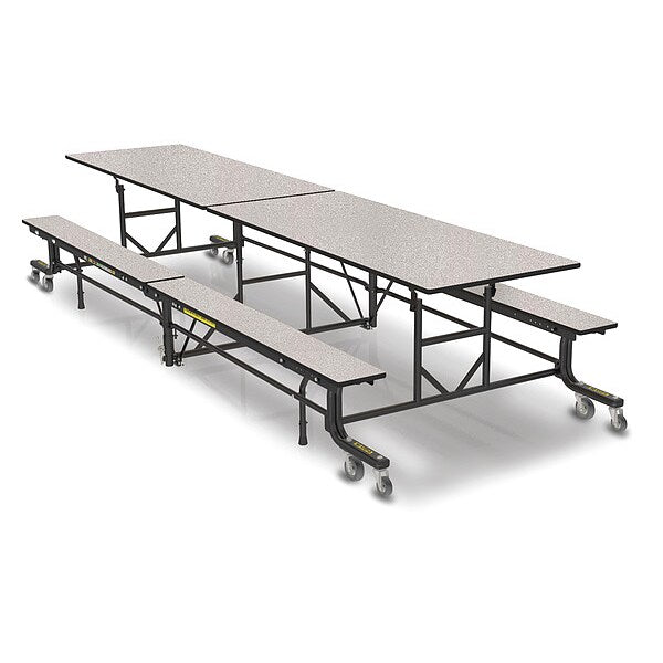 Rectangle Folding Bench Table, 145 in W, 29 in H, White Nebula