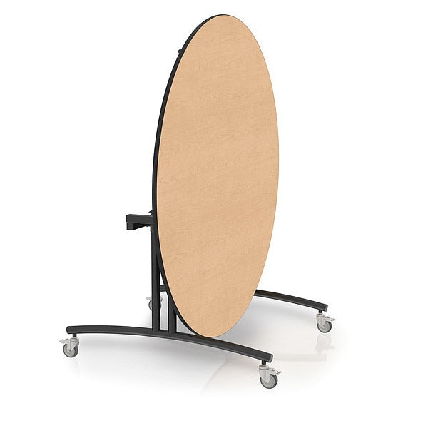Round Flip Top Table, 60 in W, 30 in H, Fusion Maple