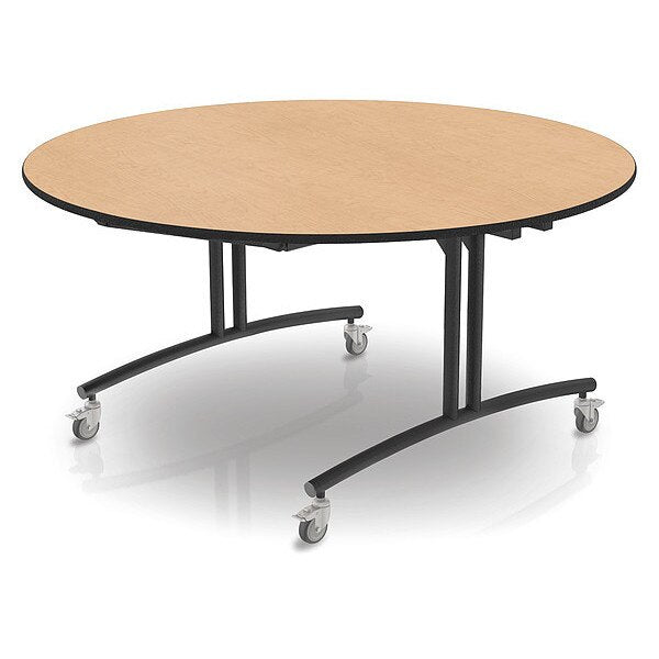 Round Flip Top Table, 60 in W, 30 in H, Fusion Maple