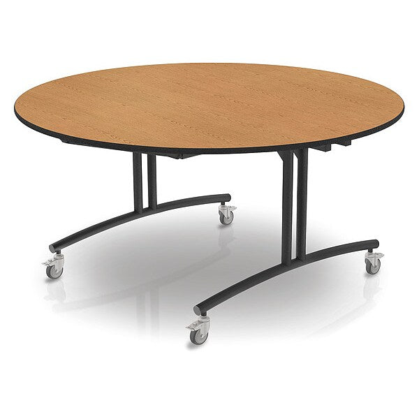 Round Flip Top Table, 60 in W, 30 in H, Golden Oak