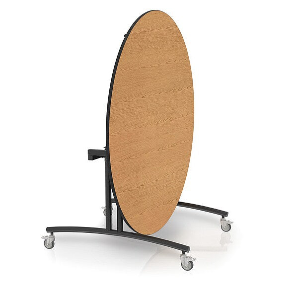 Round Flip Top Table, 60 in W, 30 in H, Golden Oak