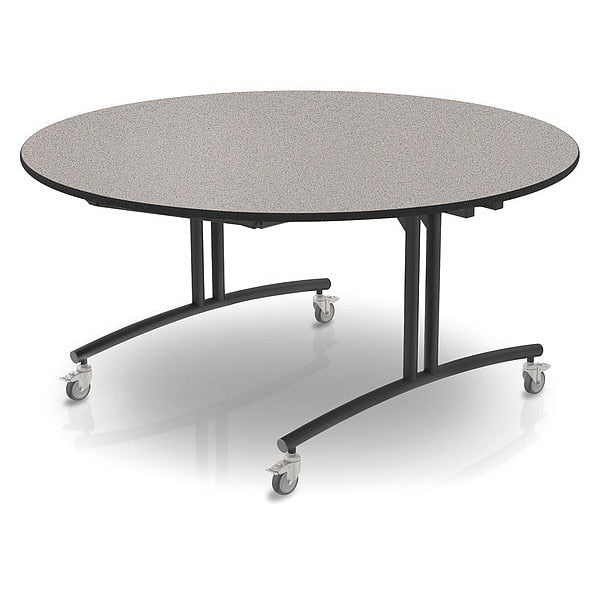 Round Flip Top Table, 60 in W, 30 in H, Gray Glace