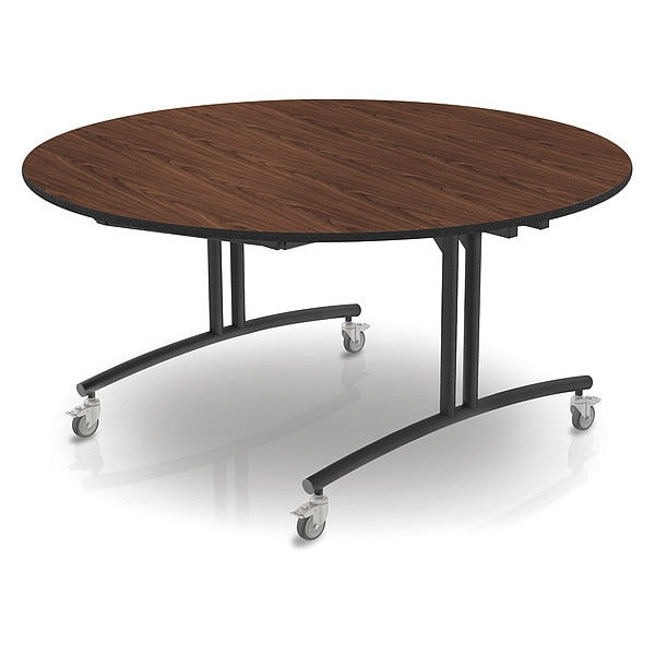 Round Flip Top Table, 60 in W, 30 in H, Montana Walnut