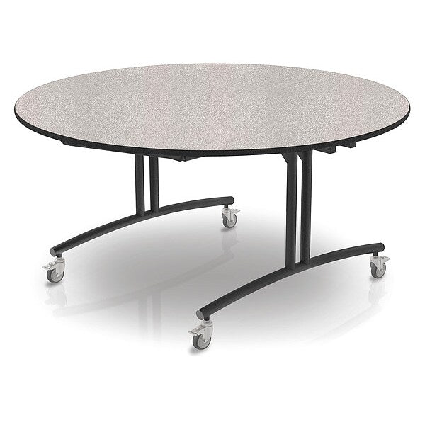 Round Flip Top Table, 60 in W, 30 in H, White Nebula