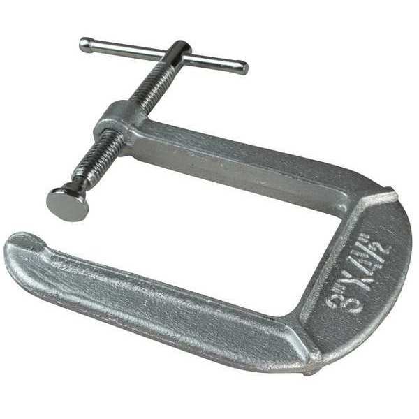 C-Clamp, 3 in Maximum Opening, Gray