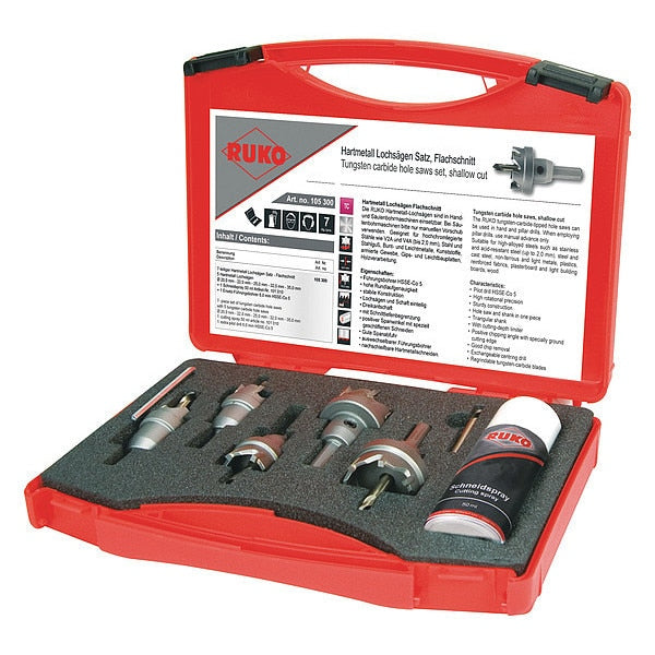 Hole Saw Kit, 7 Pieces, Tungsten Carbide