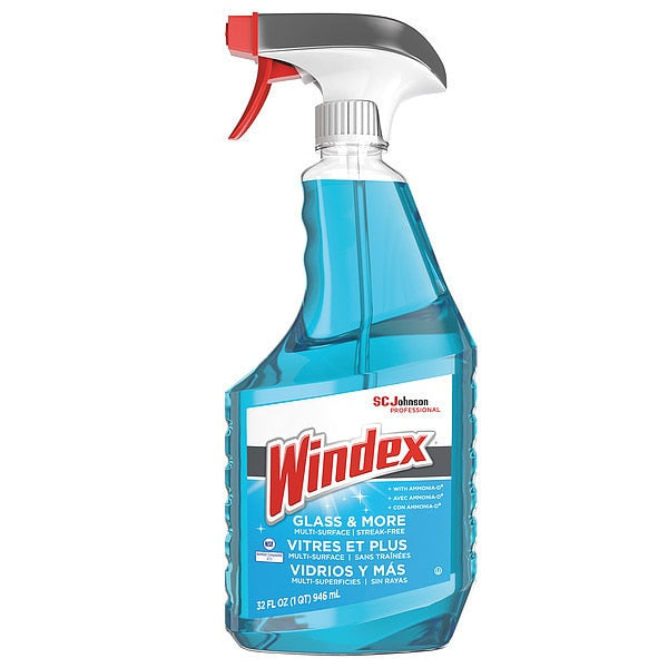 Liquid Glass Cleaner, Blue, Unscented, Trigger Spray Bottle