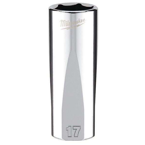 3/8 in. Drive 17mm Metric 6-Point Deep Socket with FOUR FLAT Sides