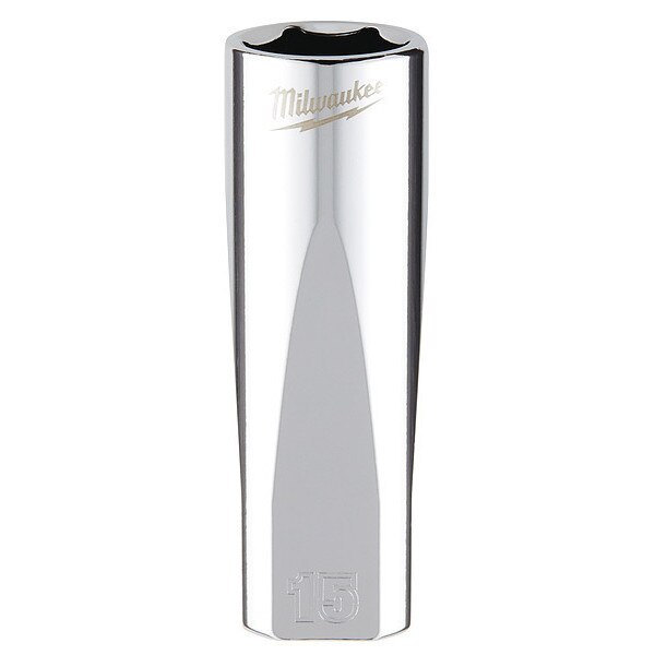 3/8 in. Drive 15mm Metric 6-Point Deep Socket with FOUR FLAT Sides