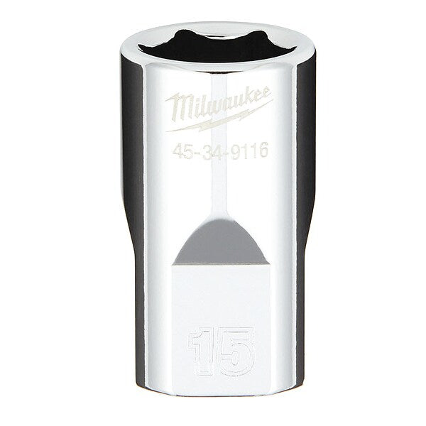 1/2 in. Drive 15mm Metric 6-Point Socket with FOUR FLAT Sides