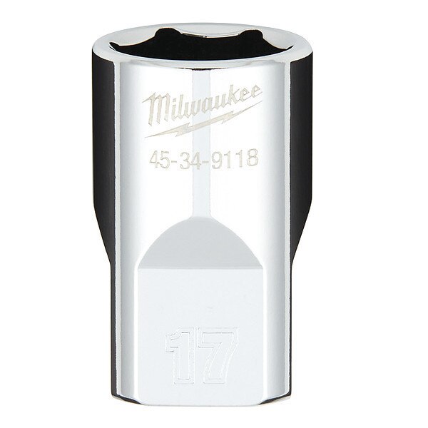 1/2 in. Drive 17mm Metric 6-Point Socket with FOUR FLAT Sides