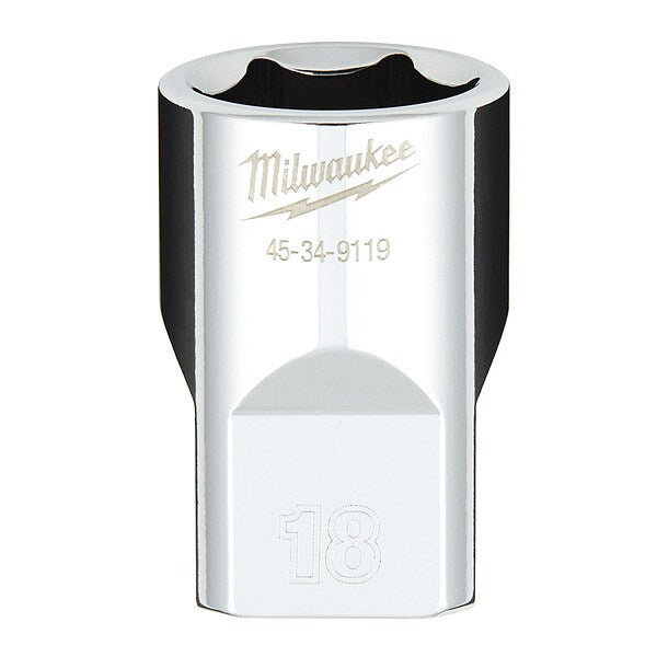 1/2 in. Drive 18mm Metric 6-Point Socket with FOUR FLAT Sides