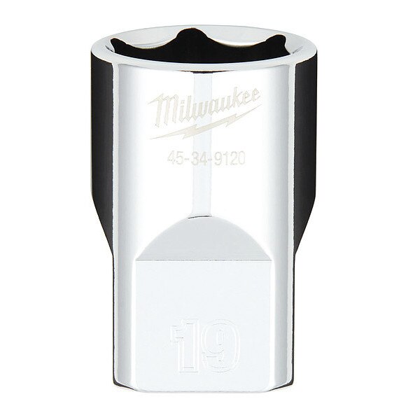 1/2 in. Drive 19mm Metric 6-Point Socket with FOUR FLAT Sides