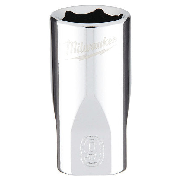 1/4 in. Drive 9mm Metric 6-Point Socket with FOUR FLAT Sides