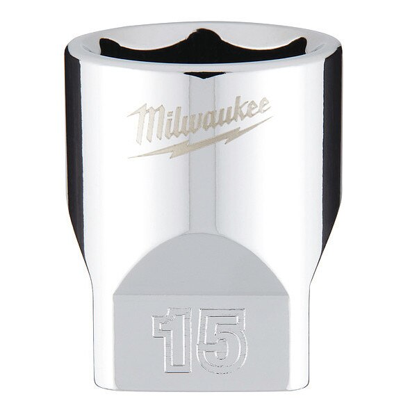 1/4 in. Drive 15mm Metric 6-Point Socket with FOUR FLAT Sides