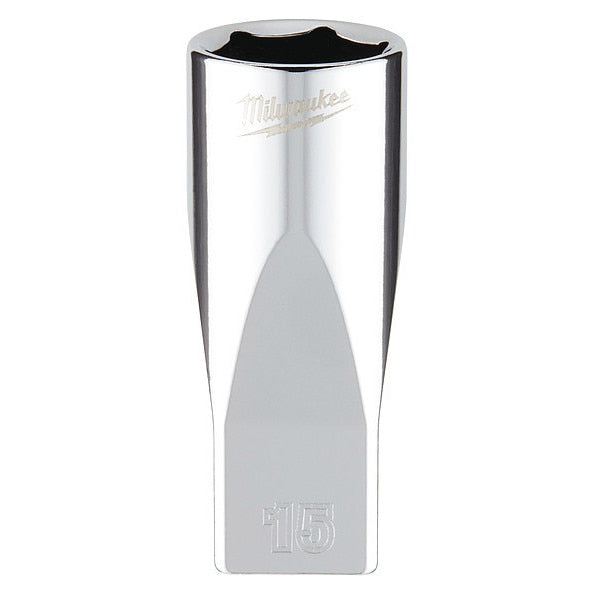 1/4 in. Drive 15mm Metric 6-Point Deep Socket with FOUR FLAT Sides