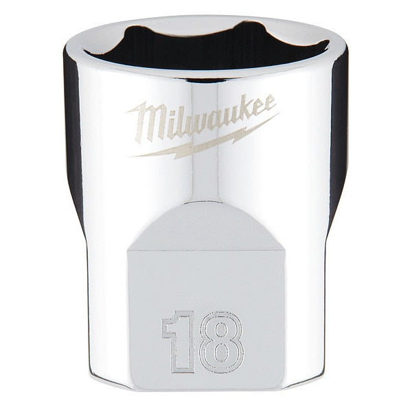 3/8 in. Drive 18mm Metric 6-Point Socket with FOUR FLAT Sides