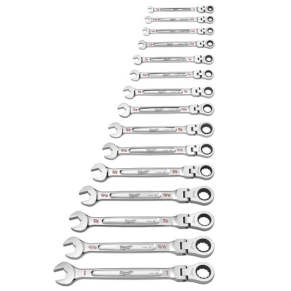 15 pc. SAE Flex Head Ratcheting Combination Wrench Set