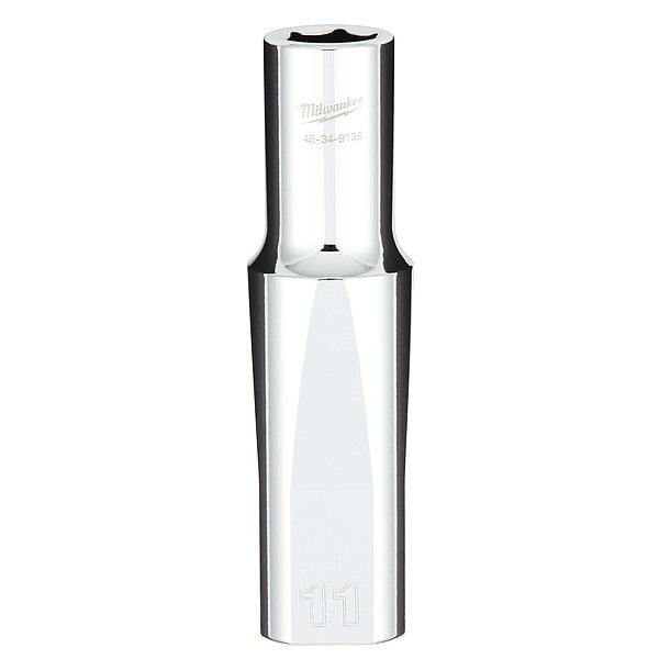 1/2 in. Drive 11mm Metric 6-Point Deep Socket with FOUR FLAT Sides