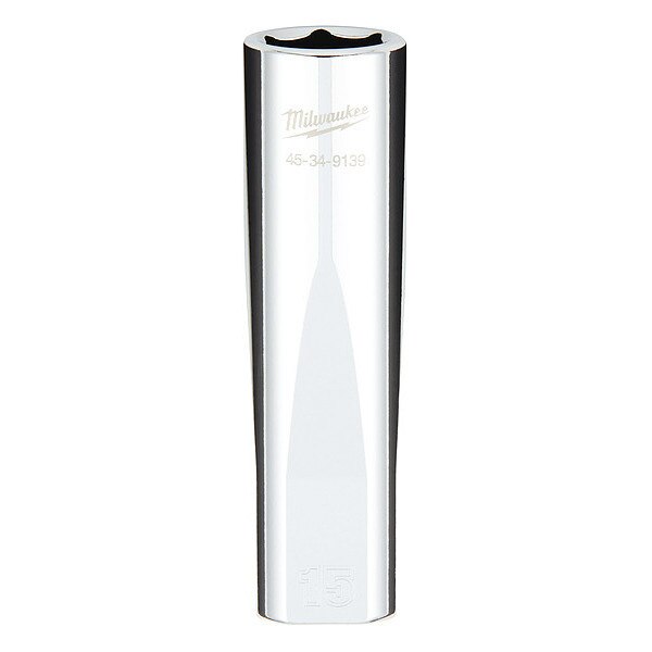 1/2 in. Drive 15mm Metric 6-Point Deep Socket with FOUR FLAT Sides