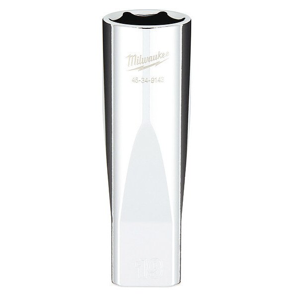 1/2 in. Drive 19mm Metric 6-Point Deep Socket with FOUR FLAT Sides