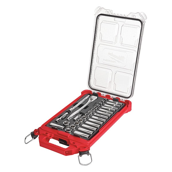 3/8 in Drive Ratchet & Socket Set, Metric, 32 pcs