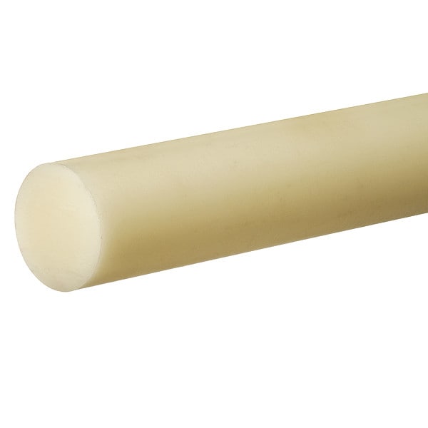 Off-White PTFE PTFE Plastic 3 ft L, 1 1/2 in Dia.