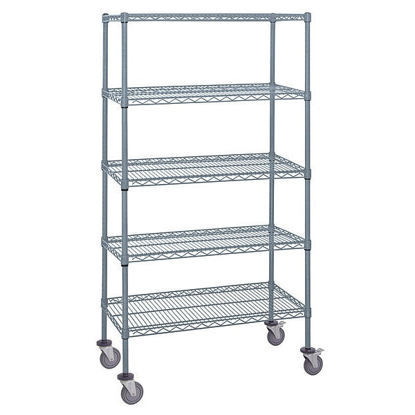 Mobile Stem Caster Cart, Gray, 5 Shelves