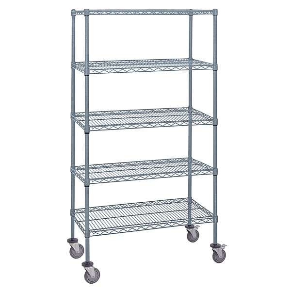 Mobile Stem Caster Cart, Gray, 5 Shelves