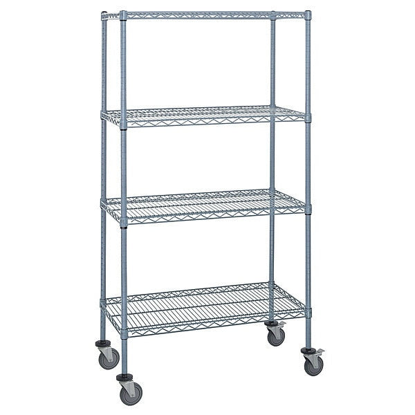 Mobile Stem Caster Cart, Gray, 4 Shelves
