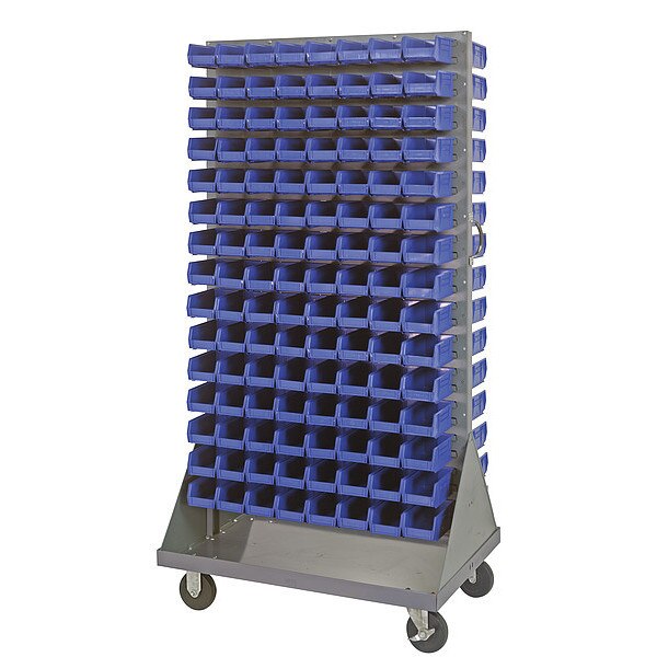 Steel Mobile Louvered Floor Rack, 36 in W x 24 in D x 72 in H, Gray