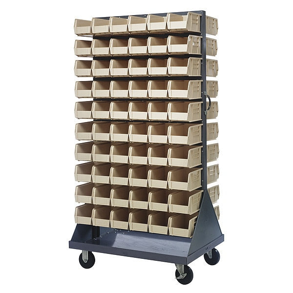 Steel Mobile Louvered Floor Rack, 36 in W x 24 in D x 72 in H, Gray