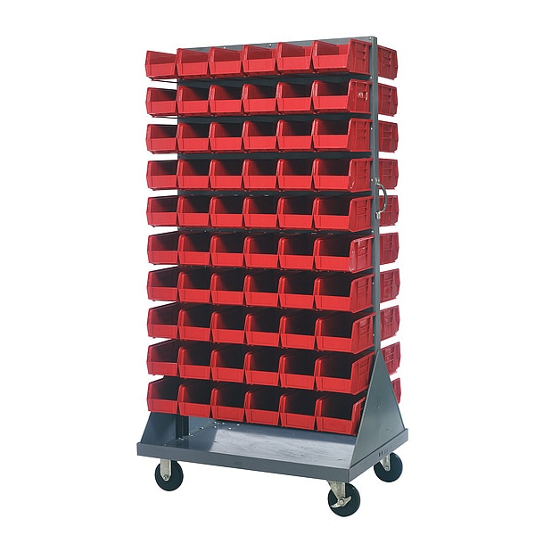 Steel Mobile Louvered Floor Rack, 36 in W x 24 in D x 72 in H, Gray