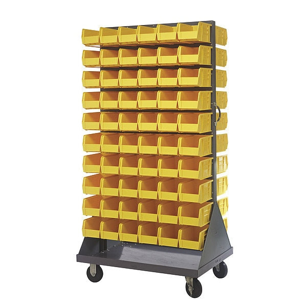 Steel Mobile Louvered Floor Rack, 36 in W x 24 in D x 72 in H, Gray