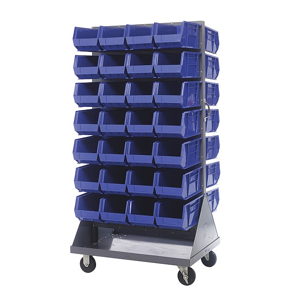 Steel Mobile Louvered Floor Rack, 36 in W x 24 in D x 72 in H, Gray