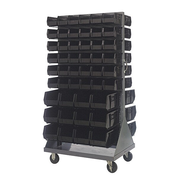 Steel Mobile Louvered Floor Rack, 36 in W x 24 in D x 72 in H, Gray