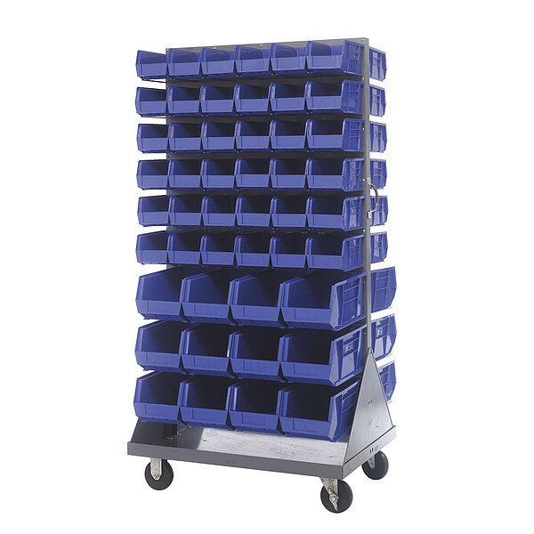 Steel Mobile Louvered Floor Rack, 36 in W x 24 in D x 72 in H, Gray