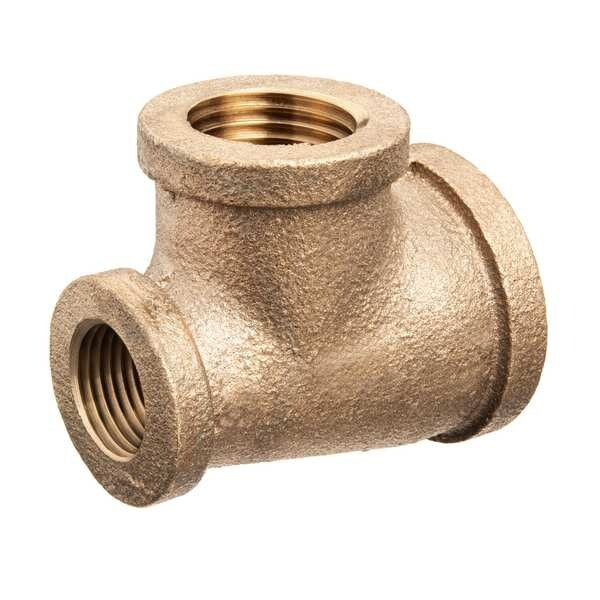 Dual Reducing Tee, Brass, 1 x 3/4 x 1/2 in
