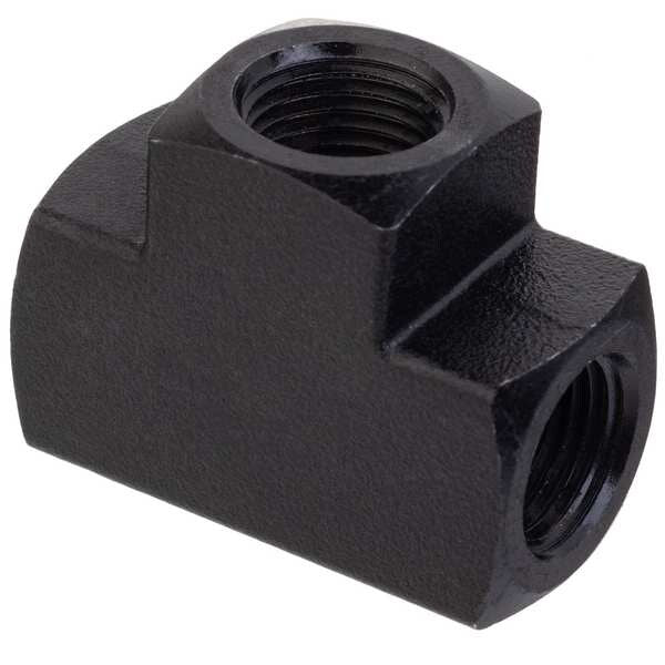 Tee, Black Zinc-Plated Brass, 1/2 in